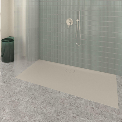 Villeroy & Boch Ecora douchebak - 170x80x3.5cm - afvoer lange zijde - almond (beige)