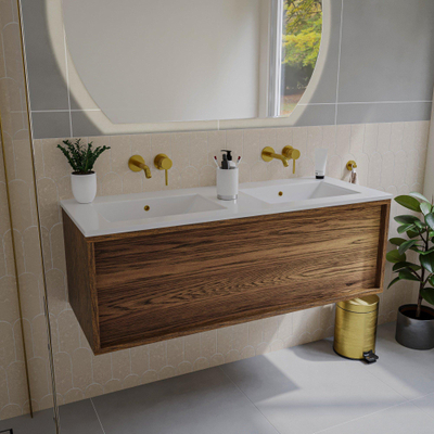 Saniclass Holz Framse Meuble sous lavabo de salle de bains - 120x45x40cm - 1 tiroir - Noyer pure