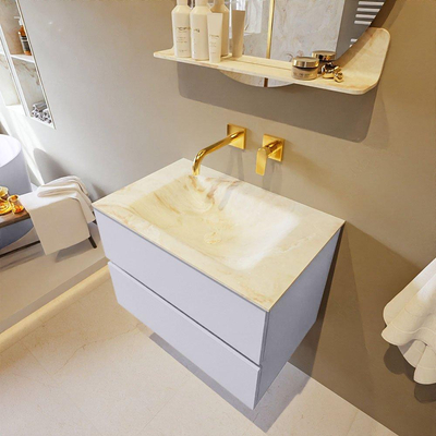 MONDIAZ VICA-DLUX Ensemble meuble de salle de bains - 70cm - meuble bas cale - 2 tiroirs - lavabo encastré cloud central - sans trous de robinet - version haute 60cm - frape