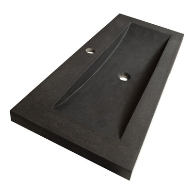 BRAUER Magma wastafel - 120x46x5cm - 1 wasbak - 1 kraangat - natuursteen - basalt antraciet