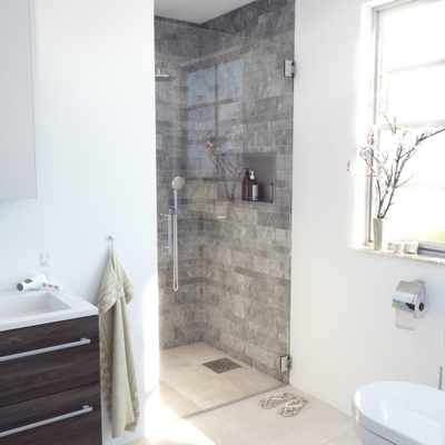 Saniclass Neptune Douchedeur - 70x200cm - profielloos - veiligheidsglas - anti kalk - chroom