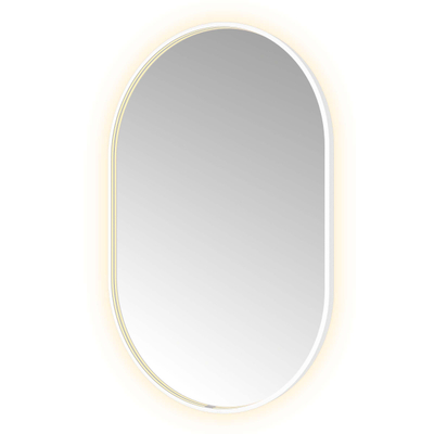 Hotbath &MORE Spiegel Oval - 80x120cm - direct en indirect LED - spiegelverwarming - dimbaar - met afstandsbediening - mat wit