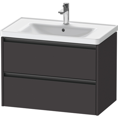 Duravit Ketho.2 Wastafelonderbouwkast - met 2 laden - 78.4x45.5x54.9cm - met grepen antraciet - grafiet supermat