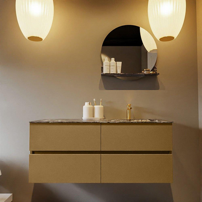 Mondiaz VICA-DLUX ensemble de meuble de salle de bain - 120cm - meuble sous-vasque oro - 4 tiroirs - lavabo encastrée cloud droite - 1 trou de robinet - version haute de 60cm - lave