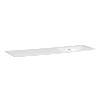 BRAUER Glacier wastafel asymmetrisch - 160x46x2cm - - 1 wasbak - rechts 0 kraangaten- fine stone - hoogglans wit