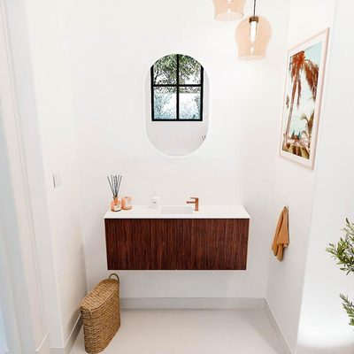 Mondiaz JOYA 100cm toiletmeubel - kleur Ruby - Wastafel FAYE positie Midden 1 kraangat kleur Talc.