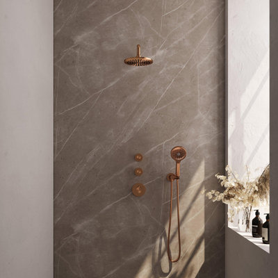 BRAUER Copper Edition inbouw regendoucheset – Ø20 cm hoofddouche – 40 cm gebogen wandarm – ronde handdouche