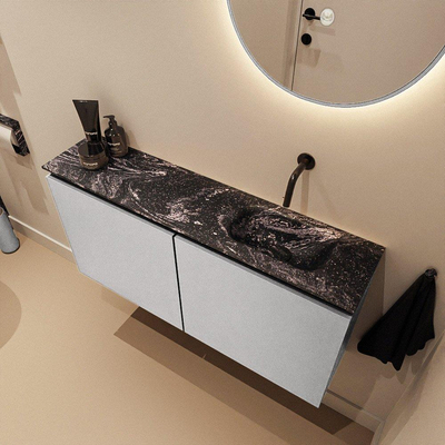 MONDIAZ TURE-DLUX Meuble WC 100 cm Plata. EDEN lavabo Lava position à droite. Sans trou de robinet.