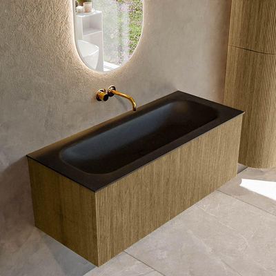 Mondiaz KURVE Badkamermeubelset - 110x46x40cm - 1 lade - wastafel solid surface - midden - zonder kraangat - Dusk