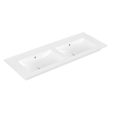 Villeroy & Boch venticello dubbele wastafel - 130x50cm - zonder kraangat - zonder overloop CeramicPlus - White Alpine (glans wit)