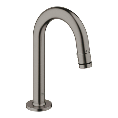 Grohe Euro Fonteinset - 37x18cm - rechthoek - 1 kraangat - zonder overloop - gebogen kraan - sifon - afvoerplug - handdoekhaak - wit/brushed hard graphite (antraciet)