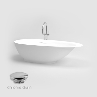 Clou First baignoire îlot 180x80cm bonde stop/go et siphon Aluite Blanc mat