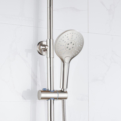 Fortifura Calvi Ensemble de douche pluie - thermostatique - pommeau 25cm - douchette ronde - Inox brossé PVD