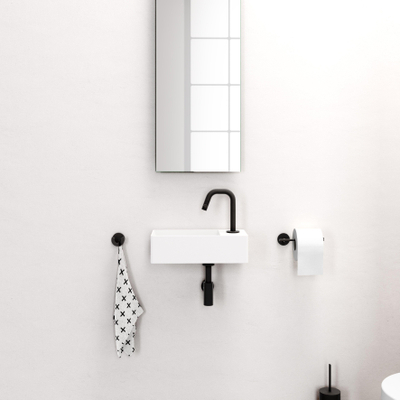 Clou New Flush 3 lave-mains 35x18cm trou de robinet pré-percé aluite Blanc mat