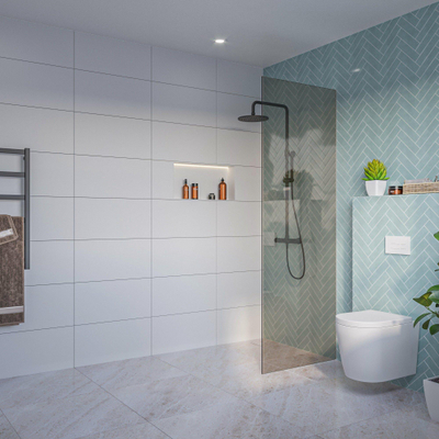 Fortifura Galeria Inloopdouche - rook - glas - 70x200cm - 8mm - nano - blind - inbouw profiel - brons