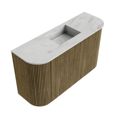Mondiaz JOYA-DLUX Meuble de salle de bains 73.2cm - arrondi gauche et droit couleur Dusk - Vasque FAYE position Milieu Sans trou de robinet couleur Opalo.