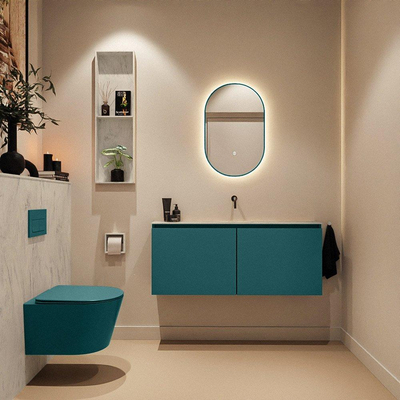 MONDIAZ TURE-DLUX Meuble toilette - 120cm - Smag - EDEN - vasque Opalo - position centrale - sans trou de robinet