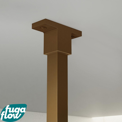 FugaFlow Eccelente Vetro inloopdouche badkamer - 40x200cm - rookglas - plafondarm - geborsteld koper