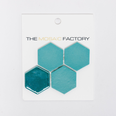 SAMPLE The Mosaic Factory Valencia carreau mosaïque 4.3x4.9x0.5cm hexagone turquoise mat et brillant pour mur et sol et pour intérieur et extérieur résistant au gel