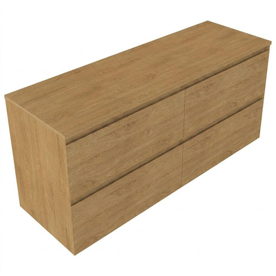 Saniclass Holz Pure Badkamermeubelset - 140x45x60cm - topblad - zonder kraangaten - 4 lades - Eiken Natural