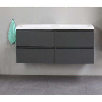 Basic Bella Meuble avec lavabo acrylique sans trou de robinet 120x55x46cm avec armoire toilette à 2 portes gris Anthracite mat