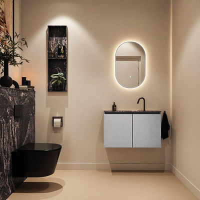 MONDIAZ TURE-DLUX 80cm toiletmeubel Plata. EDEN wastafel Lava positie midden. Met 1 kraangat.