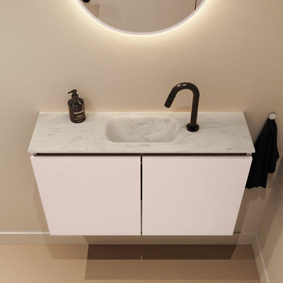 MONDIAZ TURE-DLUX 80cm toiletmeubel Rosee. EDEN wastafel Opalo positie midden. Met 1 kraangat.