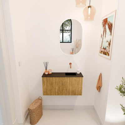 Mondiaz JOYA 80cm toiletmeubel - kleur Oak - Wastafel FAYE positie Rechts Zonder kraangat kleur Urban.