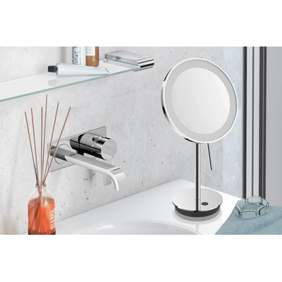 Zack Alona make-upspiegel – rond – 20x37,8 cm – LED-verlichting – 5x vergrotend – RVS hoogglans gepolijst