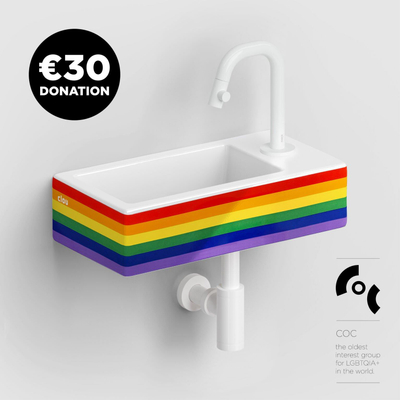 Clou Flush 3 fontaine - 36x18x9cm - céramique - 1 trou de robinet à droite - finition arc-en-ciel brillante (multicolore)