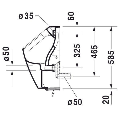 Duravit Me by starck Urinoir - spoelrandloos elektronisch - met netvoeding - zonder vlieg - 30x35cm - inclusief complete sturing en bevestiging - met wondergliss - wit