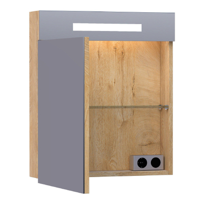 BRAUER Promise armoire de toilette – 59 x 70 x 15 cm – LED directe – ouverture à gauche – Forest Tan