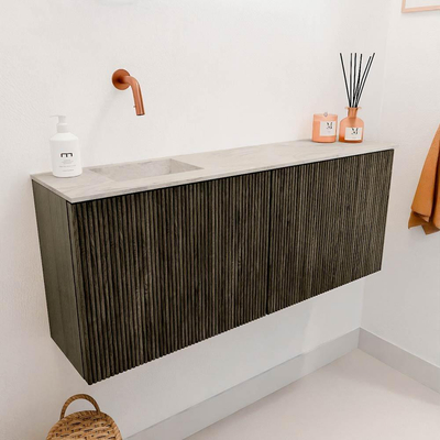 Mondiaz JOYA-DLUX 100cm toiletmeubel - kleur Shadow - Wastafel FAYE positie Links Zonder kraangat kleur Ostra.