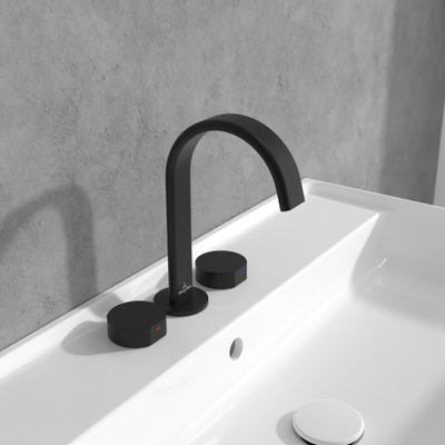 Villeroy & Boch Dawn wastafeluitloop set - zonder pop up afvoergarnituur - mat zwart