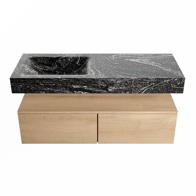 MONDIAZ ALAN - DLUX Badkamermeubelset - 120cm - onderkast - Washed Oak - 2 lades - vrijhangende wastafel - wasbak links - 1 kraangat - Lava