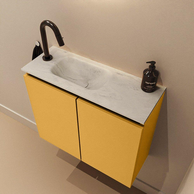 MONDIAZ TURE-DLUX 60cm toiletmeubel Ocher. EDEN wastafel Opalo positie links. Met 1 kraangat.