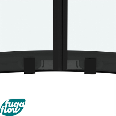 FugaFlow Efficiente Vetro Cabine de douche - 80x80x200cm - quart de rond - verre clair - profilé - noir mat