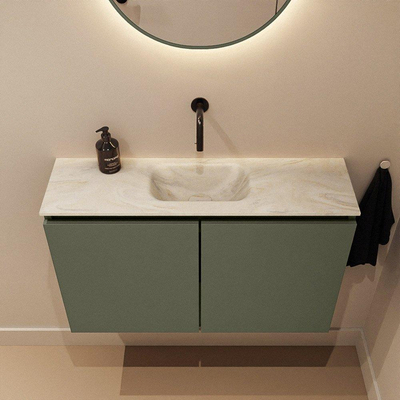 MONDIAZ TURE-DLUX 80cm toiletmeubel Army. EDEN wastafel Ostra positie midden. Zonder kraangat.