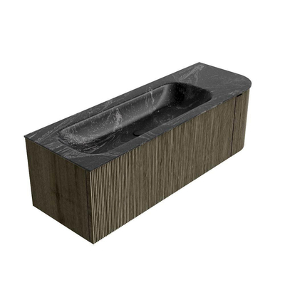 Mondiaz KURVE-DLUX Badkamermeubelset - 135x46x40cm - 1 lade - 1 deur - wastafel solid surface - links - zonder kraangat - Shadow