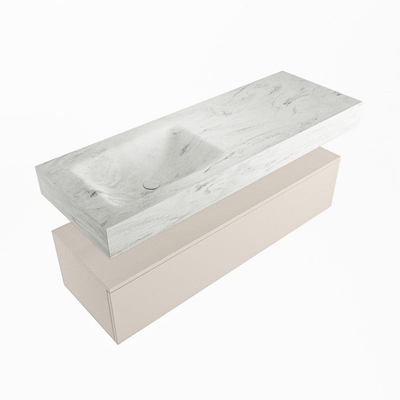 MONDIAZ ALAN - DLUX Ensemble de meubles de salle de bains - 130cm - meuble bas - Linen - 1 tiroir - lavabo suspendu - vasque à gauche - 0 trous de robinet - Opalo