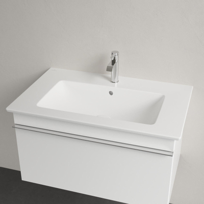 Villeroy & Boch Venticello meubelwastafel 1 kraangat doorgestoken 80x50cm (geschikt voor 3 kr.gaten) met overloop stone white