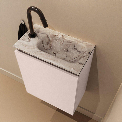 MONDIAZ TURE-DLUX 40cm toiletmeubel Rosee. EDEN wastafel Glace positie rechts. Met 1 kraangat.