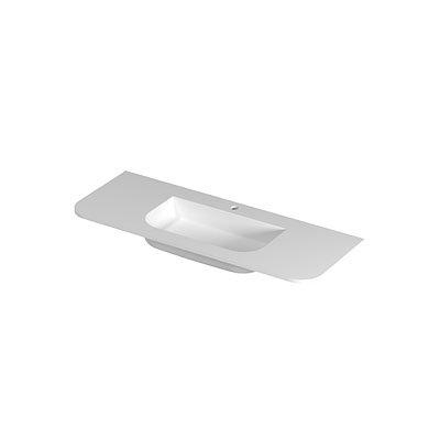 INK Modi Lavabo - 120x45x1.7cm - encastré - coins arrondis - 1 trou de robinet - polystone - blanc mat