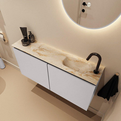 MONDIAZ TURE-DLUX 100cm toiletmeubel Cale. EDEN wastafel Frappe positie rechts. Met 1 kraangat.