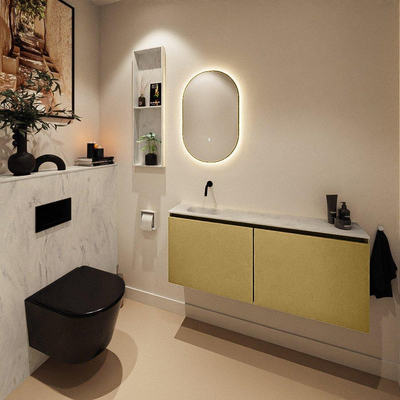 MONDIAZ TURE-DLUX Meuble toilette - 120cm - Oro - EDEN - vasque Opalo - position gauche - sans trou de robinet