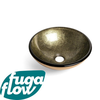 FugaFlow Efficiente Arredo Limone Waskom - 30x10,5cm - rond - gehard glas - goud groen