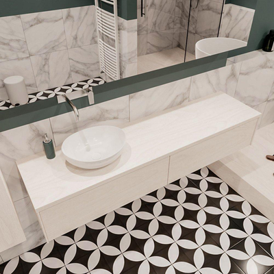 ENSEMBLE DE MEUBLE MONDIAZ LUSH - 180 cm - 2 tiroirs - lavabo BARCO - vasque à gauche - 0 trous de robinet - sous-couche