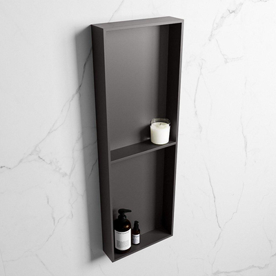 Mondiaz Easy nis 29.5x149.5x8cm - inbouw/opbouw - 2 open vakken - Solid surface - DarkGrey