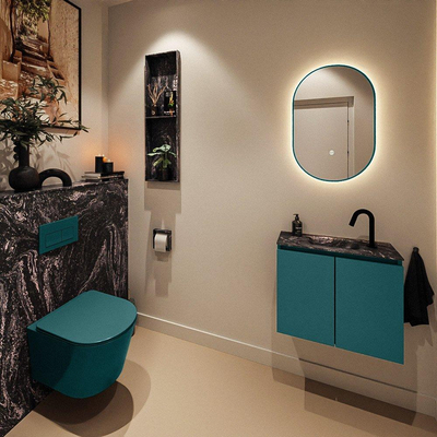 MONDIAZ TURE-DLUX 60cm toiletmeubel Smag. EDEN wastafel Lava positie midden. Met 1 kraangat.