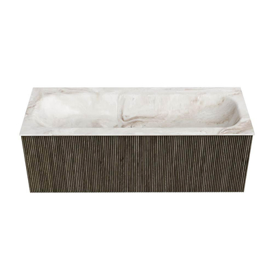 Mondiaz KURVE-DLUX Badkamermeubelset - 120x46x40cm - 1 lade - wastafel solid surface - midden - zonder kraangat - Shadow